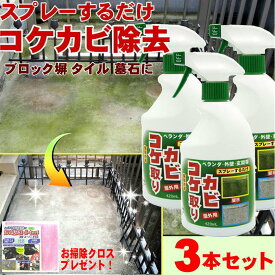 コケ取り カビ取り 梅雨 長雨 ジメジメ こけ かび 対策 便利 グッズ【420ml x3本組】墓 掃除 玄関タイル 黒ずみ コケカビ取り スプレー 外壁 ベランダ 門柱 玄関 ブロック塀 カーポート 汚れ 大掃除 掃除道具 そうじ 防錆剤 お墓の掃除 掃除用品 トーヤク 日本製 おまけ付