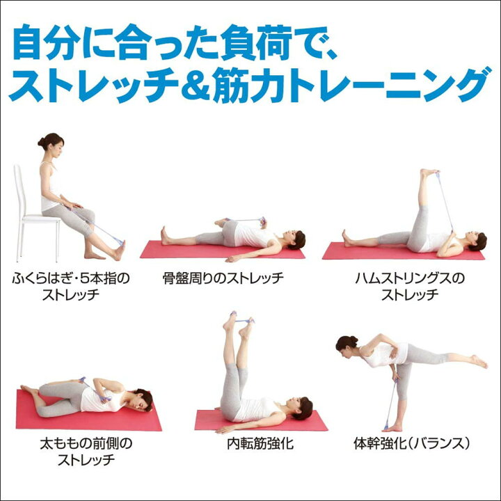 楽天市場 ダイエット ゴム チューブ バンド 下半身 筋トレ ストレッチ エクササイズ トレーニング 脚 足 足指 足首 足裏 ふくらはぎ 太もも ヒップ お尻 おなか 鍛える 痩せる 健康 便利 グッズ 美脚 美尻 5本指 タオルつかみ 腹筋 股関節 偏平足 室内