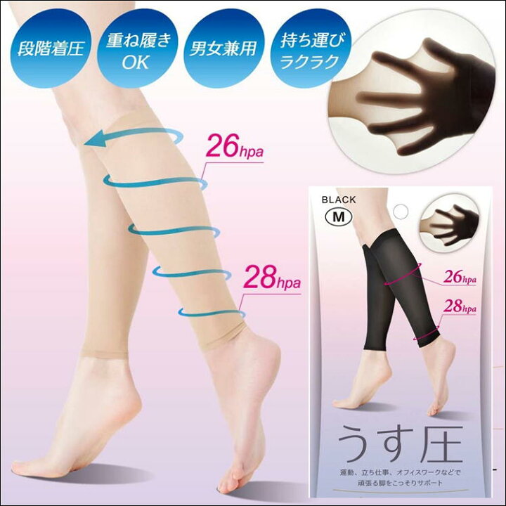 楽天市場 着圧 サポーター ふくらはぎ ソックス ストッキング 極薄 下肢静脈瘤 軽減 予防 2枚入 立ち仕事 通勤 足 疲れ ハリ むくみ 解消 グッズ 血行促進 美脚 細魅せ 引き締め サポート 薄手 スーツ スリムパンツ レギンス アウターに響きにくい 便利 アイテム 日本製