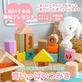 【SS限定】3/4 20:00-P6倍！】 ╲ぬいぐるみプレゼント！／ エドインター 音いっぱいつみき ボリュームセット 積み木 木 玩具 知育玩具 子供 キッズ 赤ちゃん ベビー おもちゃ 出産祝い 男の子 女の子 ベビー ギフト クリスマス 誕生日 プレゼント 　1歳 2歳 3歳