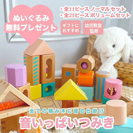 ╲ぬいぐるみプレゼント！／ エドインター 音いっぱいつみき ボリュームセット 積み木 木 玩具 知育玩具 子供 キッズ 赤ちゃん ベビー おもちゃ 出産祝い 男の子 女の子 ベビー ギフト クリスマス 誕生日 プレゼント 　1歳 2歳 3歳