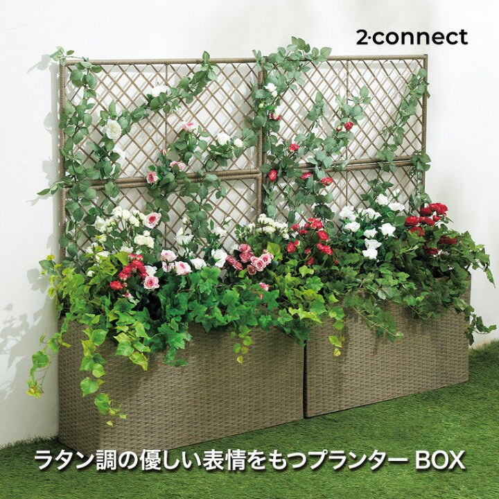 楽天市場】2connect (ツーコネクト) トレリス付き ラタン調 プランター 