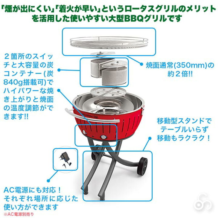 楽天市場】無煙炭火バーベキューコンロ LOTUS GRILL ロータスグリルXXL 