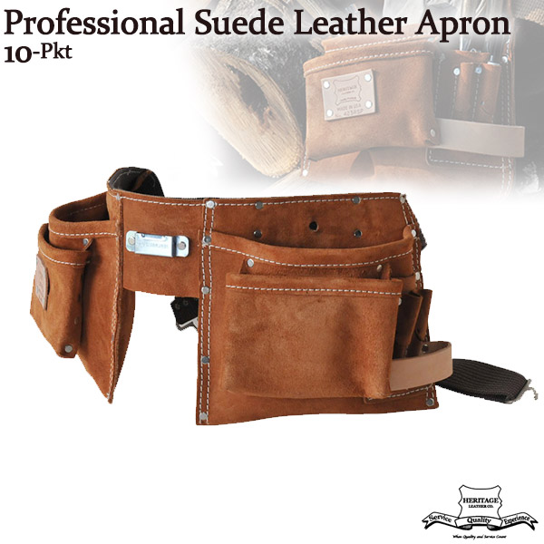 熟練の職人たちがロサンゼルスで創業したヘリテージレザー ヘリテージレザー Heritage Leather 10-Pkt Professional Suede Leather Apron 腰袋 HL491 送料無料
