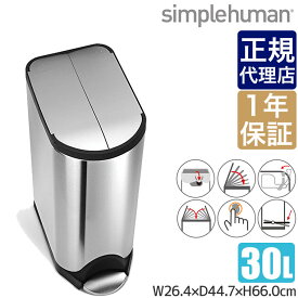 【正規品】 シンプルヒューマン バタフライカン 30L ステンレス simplehuman FPP CW1824 00122 送料無料 ゴミ箱 ダストボックス ふた付き 30リットル ペダル 大容量 大型 大掃除 キッチン リビング