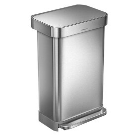 【正規品】 シンプルヒューマン simplehuman レクタンギュラーステップカン 45L ステンレス CW2024 CW2027 送料無料 ゴミ箱 ダストボックス ふた付き 45リットル ペダル 大容量 大型 大掃除 キッチン リビング