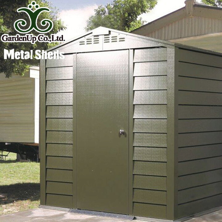 楽天市場 物置 倉庫 おしゃれ Gardenup ガーデナップ 英国 Trimetals社製 メタル シェッド Tm1 ハーフ シングルドア オリーブグリーン 2 85ｍ2 0 86坪 収納 ガレージ Diy 自作 庭 屋外 ガーデニング 農機具 バイク 自転車 車 メンテナンス カスタム Tm1hfsd サンワ