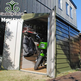 物置 倉庫 おしゃれ GardenUp(ガーデナップ) 英国 TRIMETALS社製 メタル シェッド TM2 ダブルドア オリーブグリーン 4.04m2 (1.22坪) 収納 ガレージ DIY 自作 庭 屋外 ガーデニング 農機具 バイク 自転車 車 メンテナンス カスタム TM2DD