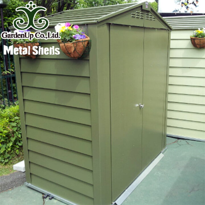 楽天市場 物置 倉庫 おしゃれ Gardenup ガーデナップ 英国 Trimetals社製 メタル シェッド Tm6 ダブルドア オリーブグリーン 1 8ｍ2 0 55坪 収納 ガレージ Diy 自作 庭 屋外 ガーデニング 農機具 バイク 自転車 車 メンテナンス カスタム Tm6dd サンワショッピング
