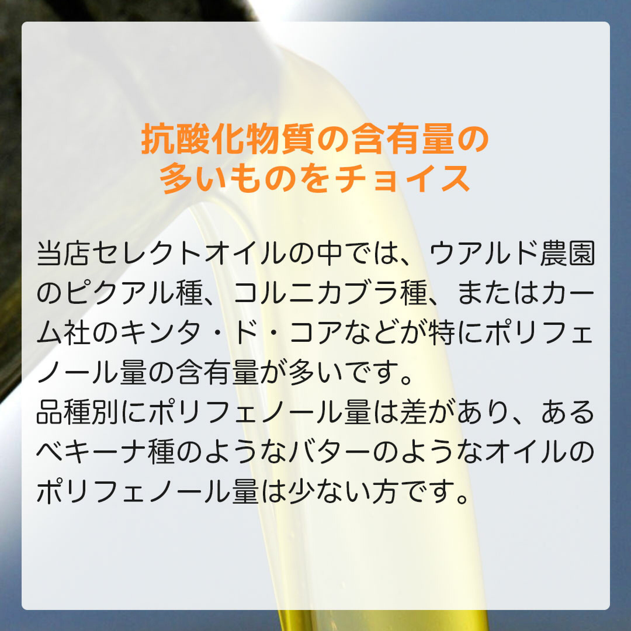 抗酸化物質の含有量の多いものをチョイス