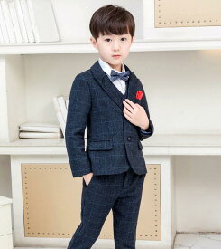 【送料無料】キッズスーツ 男の子服 子供スーツ キッズ服 スーツセット 子ども 紳士服 男の子スーツ 上下セット セットアップ ジャケット+ベスト+シャツ+ズボン+蝶ネクタイ 男児 ベビースーツ プレゼント 七五三 発表会 春 夏 秋 冬 90 100 110 120 130 140 150 160 170