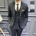 【送料無料】メンズスーツ フォーマルスーツ スタイリッシュスーツ 一つボタン 結婚式スーツ ビジネススーツ カジュアルスーツ セットアップ スリーピース ストライプ 男性 制服 司会 ジャケット+ベスト+パンツ 卒業式 入学式 入社式 通勤 新作 S/M/L/XL/2XL/3XL/4XL/5XL