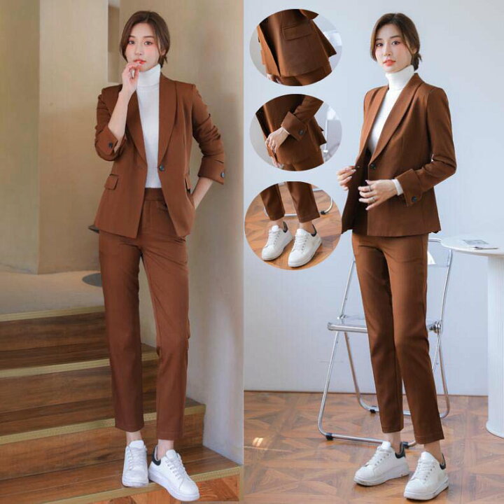 楽天市場 制服 スリピース 細身 スタイリッシュスーツ セレモニースーツ 女性 折り襟 上下セット スーツセット ビジネススーツ フォーマルスーツ 2点セット 通勤 カジュアル 事務服 ボトムス 卒業式 七五三 オフィス 結婚式 レディーススーツ 通学 ストレート 長袖