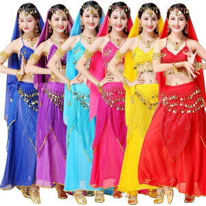 送料無料 ベリーダンス ダンス練習着 大人 ダンス衣装 アラジン レッスン着 コスチューム 3重ゴールドコイン セットアップ ジャスミン 仮装 レディース ジャスミン風 袖なし コスプレ スパ