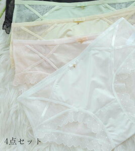 パンティ 可愛い スタンダード 4枚セット 下着 すっぽり 女性用 リボン 美尻 ショーツのみ 通気 ショーツ セット 抗菌防臭 パンツ 肌着 ショーツ セット 少女 快適 インナー 睡眠 三角 中学生