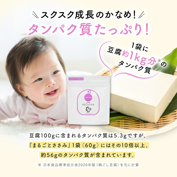 楽天市場 Bebeco ブランド公式 Snsで話題 国産 無添加 離乳食 まるごとささみ 60g 1袋 ベビーフード 粉末 パウダー おやつ タンパク質 7ヶ月 9ヶ月 12ヶ月 一歳 1歳 中期 後期 完了期 7ヶ月頃から 送料無料 出荷目安 ご注文後から3 7日 すなお食堂