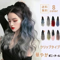 【期間限定：1点1,782円！クーポン利用で！】新色追加 8カラー グラデーション ポニーテール クリップウ…