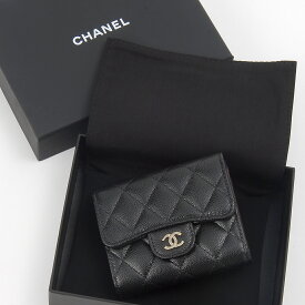 CHANEL シャネル 三つ折り財布 レディース ブラック AP0229 B10583 C3906 クラシック スモール マトラッセ キャビアスキン