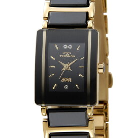 超ポイントバック祭 テクノス セラミック レディース 腕時計 TECHNOS TSL906GB ブラック×ゴールド 新品