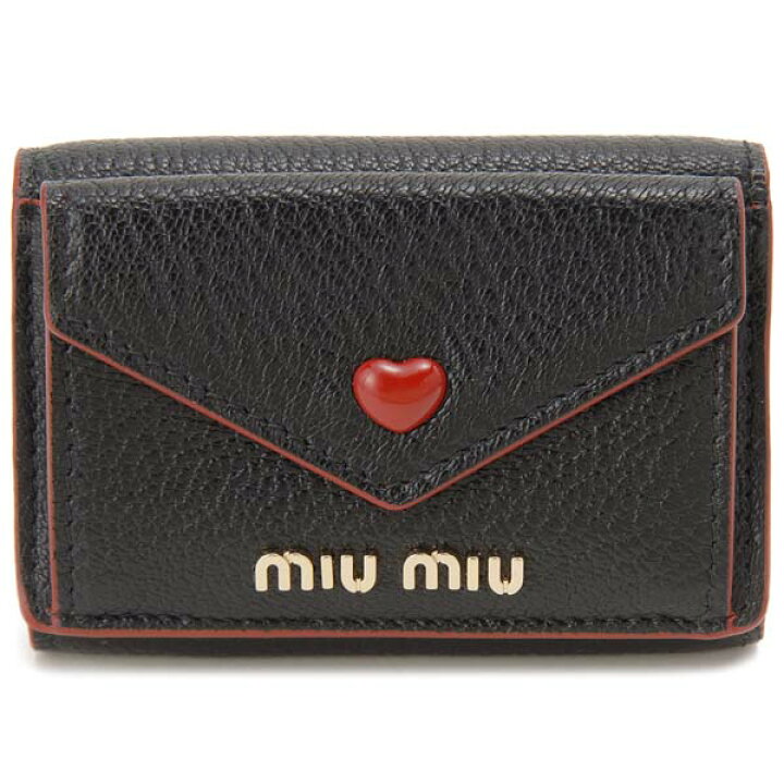 楽天市場】ミュウミュウ MIU MIU 三つ折り財布 レディース ブラック 黒  