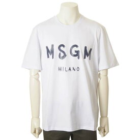 MSGM エムエスジーエム メンズ Tシャツ ホワイト MM97 098 01 WHITE イタリア製 ロゴプリント 半袖
