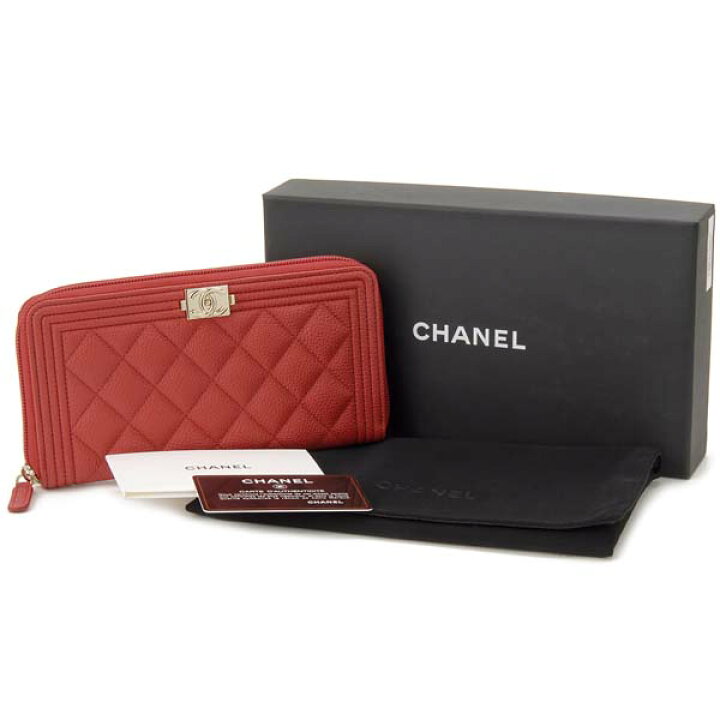 楽天市場】シャネル CHANEL ラウンドファスナー長財布 レッド A80288 
