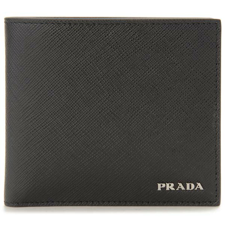 プラダ 二つ折り財布 メンズ トライアングルロゴ ブラック PRADA
