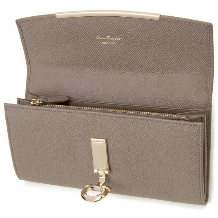 Ferragamo フェラガモ 長財布 レディース 硬く グレージュ 22 D150 