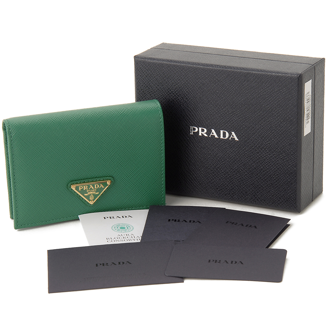 楽天市場】PRADA プラダ 二つ折り財布 レディース グリーン 1MV021 QHH