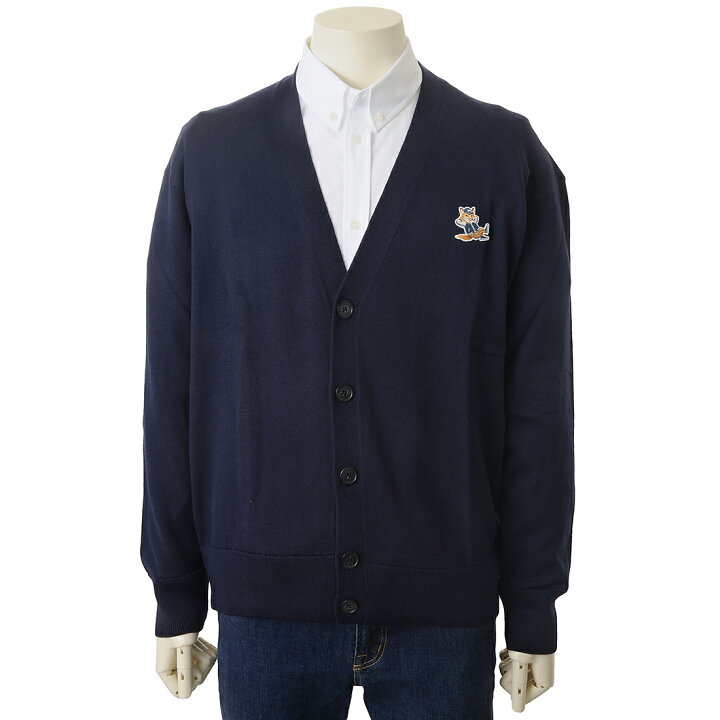 楽天市場】MAISON KITSUNE メゾンキツネ カーディガン メンズ ネイビー 