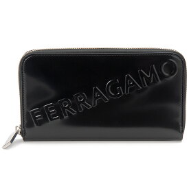 Ferragamo フェラガモ 長財布 メンズ ブラック 66 1212 764219 EMBOSSED FERRAGAMO