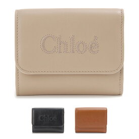 訳あり　背面右側にあたりあり　Chloe クロエ 三つ折り財布 ブラック レディース CHC23AP874-I10-001 SENSE センス