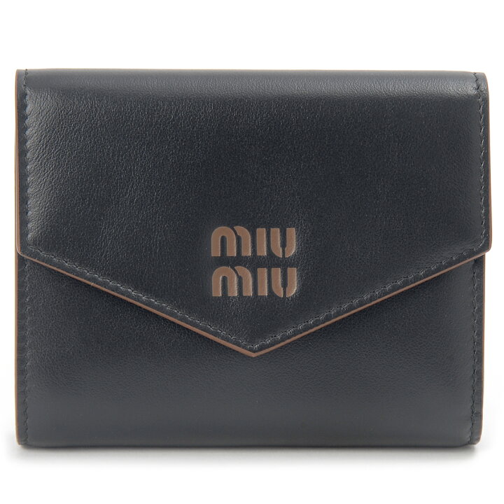 ミュウ ミュウ SOFTY METAL ブランドオフ Miu Miu レザー 三つ折り財布  