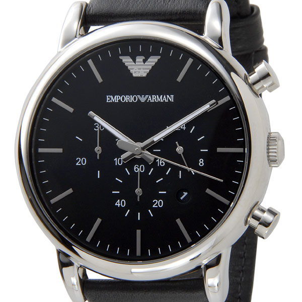 お買い物マラソン エンポリオ アルマーニ EMPORIO ARMANI 腕時計 AR1828 LUIGI ルイージ クラシック クロノグラフ ブラック  メンズ 時計 新品 送料無料 | s-select