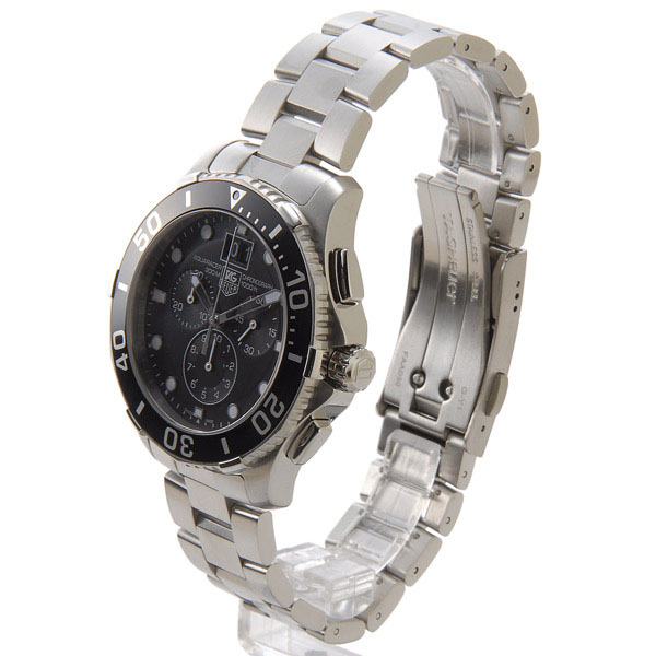タグホイヤー TAG Heuer CAN1010.BA0821 アクアレーサー グランドデイト クロノグラフ ブラック×シルバー メンズ腕時計 |  s-select