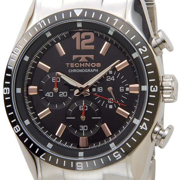 テクノス TECHNOS T1019TH クロノグラフ クォーツ ブラック×シルバー メンズ腕時計 | s-select