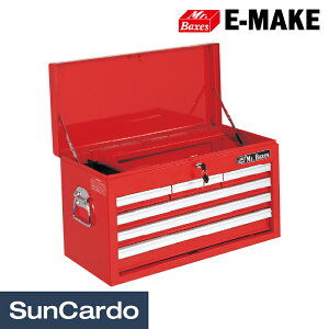 【ワンダフルデー期間P最大23倍】工具 整備 工具箱 ツールボックス チェスト E-MAKE Mr.Baxes(ミスターバクシーズ) 6段引き出しトップチェスト レッド EP222-6BX