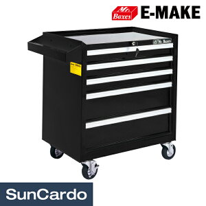 【ワンダフルデー期間P最大23倍】工具 整備 ワゴン ツール カート 工具箱 キャビネット E-MAKE Mr.Baxes(ミスターバクシーズ) 5段引出しロールワゴン ブラック W26-5X