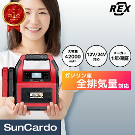 【楽天ランキング1位】ジャンプスターター エンジンスターター バッテリー バッテリー上がり 12V 24V 保証1年 軽量 REX(レックス) 大容量パワーブースターX 42000mAh RXC07-99C