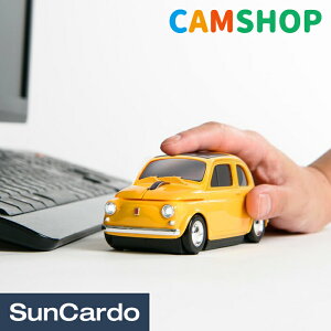 【マラソン期間P最大29倍】マウス ワイヤレス 車 公式ライセンス取得商品 CAMSHOP(キャムショップ) 無線マウス クリックカーマウス フィアット Nuova 500(ヌォーヴァ チンクエチェント) イエロー