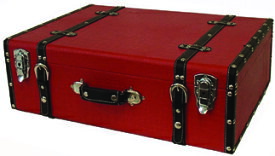 【クロコ調ケース】ボックス 木製 箱 アンティーク レトロ 小物入れ 収納 四角 ふた付き トランクケース レッド　赤　クロコ柄 デザイン ディスプレイ 送料無料