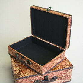 【古代地図スーツケース】古代地図 ボックス 箱 アンティーク レトロ 古びた 小物入れ 収納 ふた付き コンパクト デザイン 2個セット ディスプレイ 送料無料