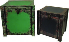 【ツールボックス型ケース】緑 グリーン 四角 正方形 ボックス ケース 箱 アンティーク レトロ 小物入れ 収納 ふた付き コンパクト デザイン 2個セット ディスプレイ 送料無料