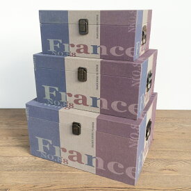 【フランス トランクケース】フランス ボックス ケース スーツケース 箱 アンティーク 小物入れ 収納 ふた付き コンパクト デザイン 3個セット ディスプレイ 送料無料