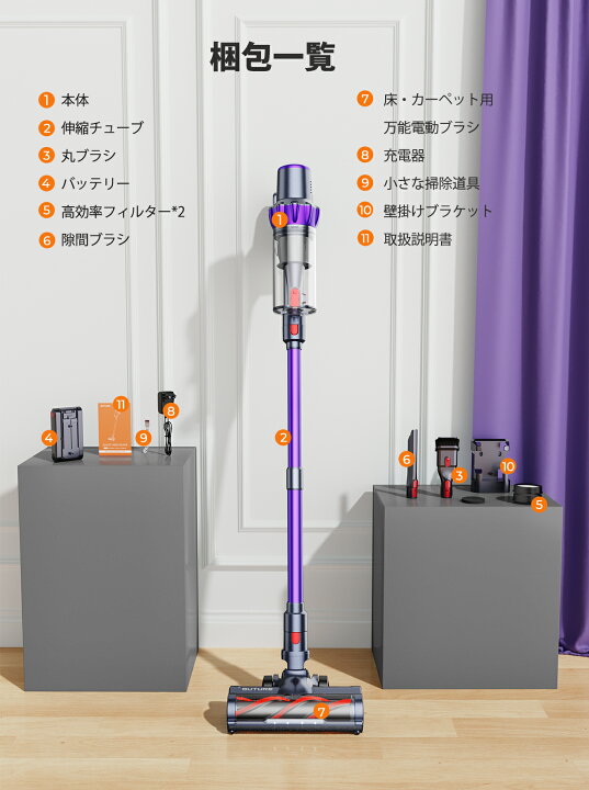 楽天市場】掃除機 コードレス 56000pa強力吸引 液晶ディスプレイ 絡ま 