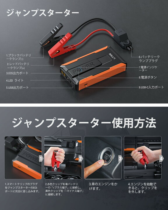 新品】ジャンプスターター 6000A 車用エンジンスターター 12V (最大 
