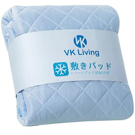 色：ブルー サイズ：ワイドキング VK Living 敷きパッド 夏用 ワイドキング リバーシブル 冷感 しきぱっと ひんやり シーツ オールシーズンで使える 吸湿速乾 洗える ベッドパッド 防ダニ 抗