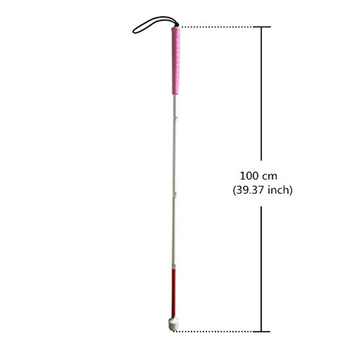 楽天市場】盲人用白杖 折りたたみ式四段 アルミ製 100cm 子供のために，ピンクのゴムグリップ : サンデーモーニング 楽天市場店