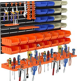 色：52P KOOPRO 工具ケース ツールボックス 小物 工具入れセット パーツ収納 工具差し フック 壁掛けボード ガレージ 工場作業場 家庭ワークショップ DIY