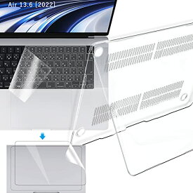 サイズ：MacBook Air M2 (A2681)【3点セット】-- 透明 2022 最新 M2チップ搭載モデル * 3点セット MacBook Air M2 2022 (A2681 , 13.6インチ) 用 ケース クリア * 日本語JIS配列 キーボードカバー(1枚) * トラック